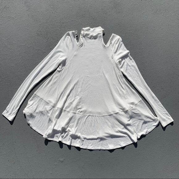 Free People Downtown Girl Cream Tunic Cold Shoulder SMALL - Picture 8 of 8